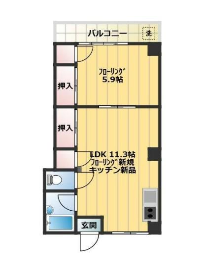 セーフティハウスG(1LDK/2階)の間取り写真
