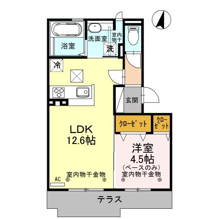 グランピソ加賀(1LDK/1階)の間取り写真