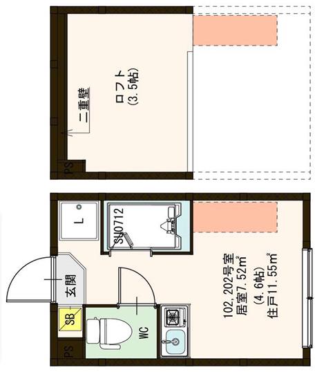 ライズ小竹向原(ワンルーム/1階)の間取り写真