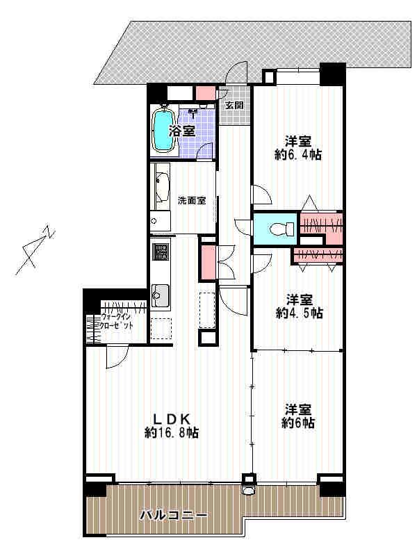 クラレーザ新百合(2SLDK/3階)の間取り写真