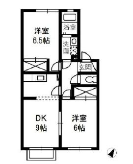 プリメールA棟(2DK/2階)の間取り写真