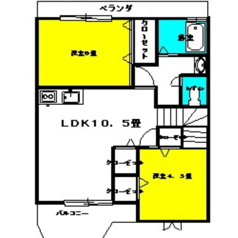 メゾン・ド・アヴェニュー(2LDK/2階)の間取り写真