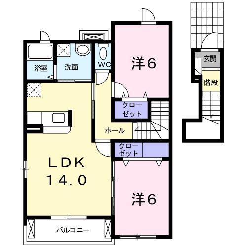 PALAZZO(2LDK/2階)の間取り写真