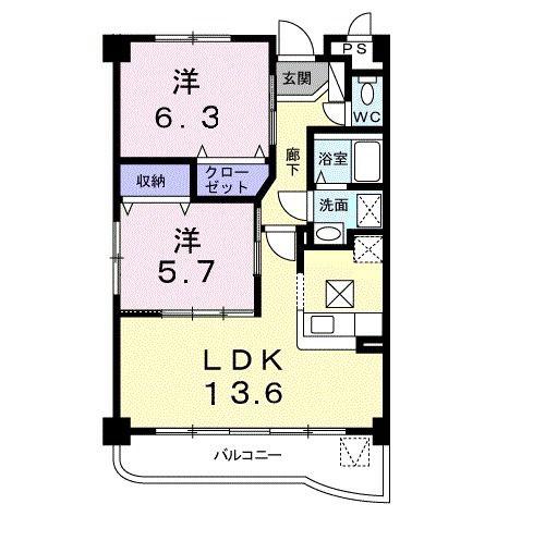 メゾンエスポワール(2LDK/1階)の間取り写真