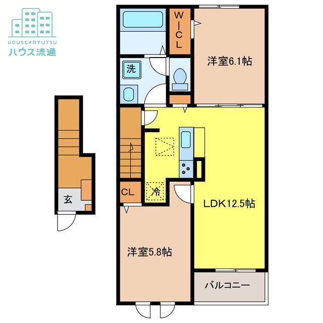 ジェルメメゾン II(2LDK/2階)の間取り写真