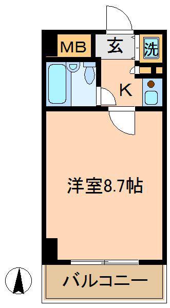 グローリア初穂小岩(ワンルーム/1階)の間取り写真