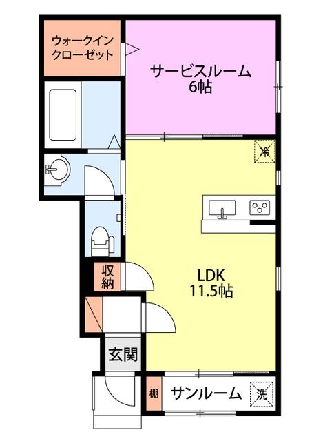 CIAVITA五十嵐中島(1LDK/1階)の間取り写真