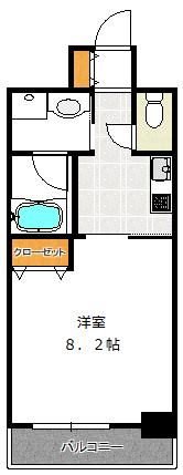 アジリア天満橋(1K/9階)の間取り写真