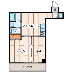 ローズマンションアール&エー(2DK/3階)の間取り写真