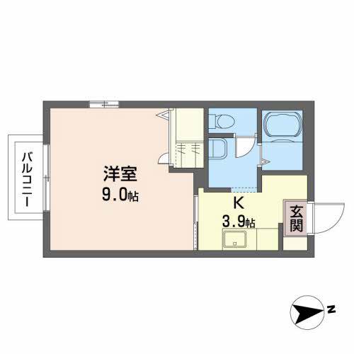 ルクエンス小田原A(1K/2階)の間取り写真