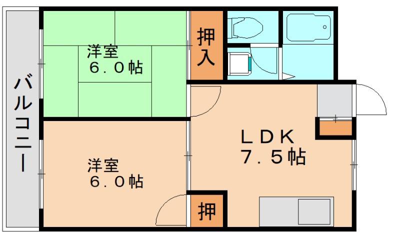 メモリープラザ吉塚(2DK/2階)の間取り写真