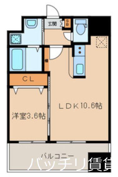 ランドマーク和白(1LDK/6階)の間取り写真
