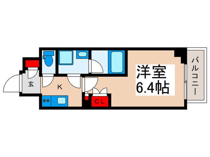 グランカーサ浦安(1K/4階)の間取り写真