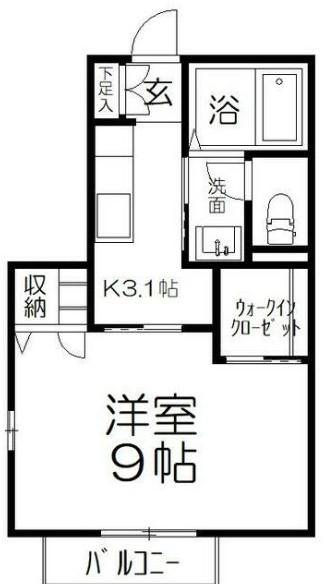 ブランブルー(1K/2階)の間取り写真