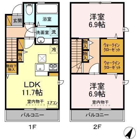 ウエストエヴ II(2LDK/1階)の間取り写真