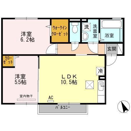 セジュール上野浦 III(2LDK/2階)の間取り写真