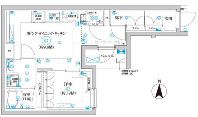 セジョリ東陽町II(1DK/2階)の間取り写真