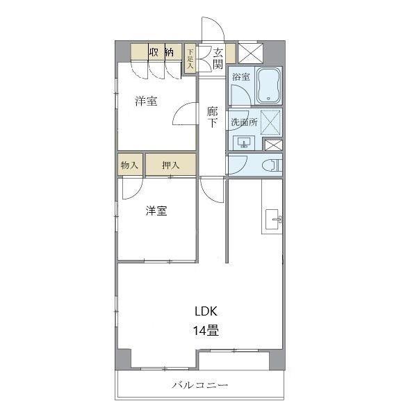 サザンクロスプラザ(2LDK/3階)の間取り写真
