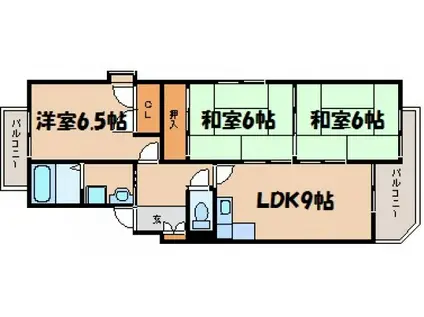 シャイニングコンポN(3LDK/4階)の間取り写真