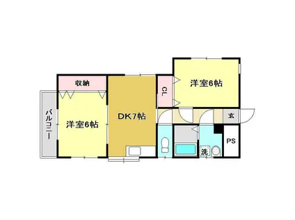 毛利ヶ丘RUHE(2DK/3階)の間取り写真