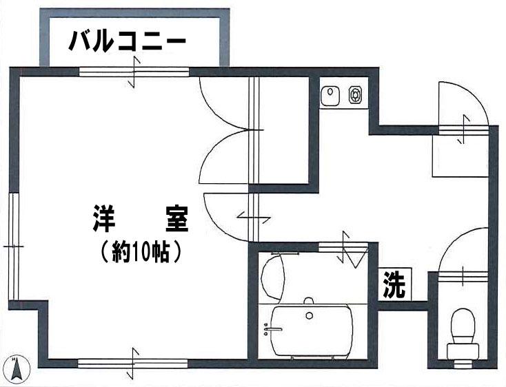 富士マンション若宮302(1K/3階)の間取り写真