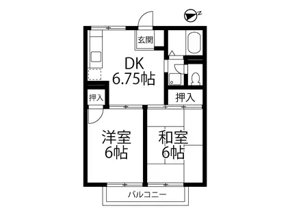 プレジール翔(2DK/1階)の間取り写真