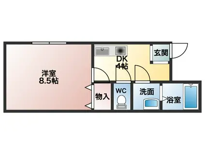 シャリテ栄(1DK/1階)の間取り写真