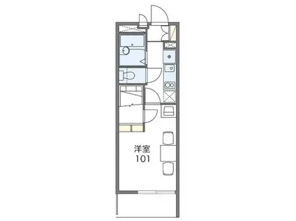 レオパレス椎の実3(1K/4階)の間取り写真