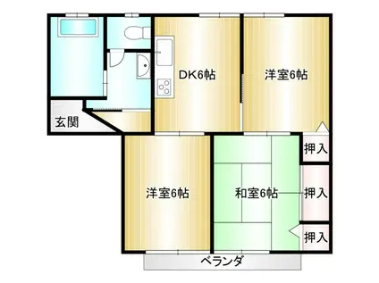 クレフィーヌ(3DK/2階)の間取り写真