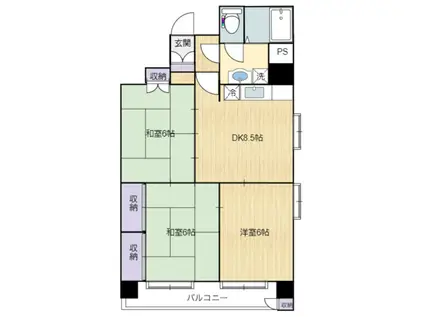 リエス榴ヶ岡(3DK/6階)の間取り写真