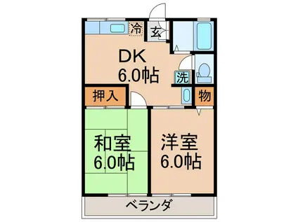 ハイム寺井 I(2DK/2階)の間取り写真