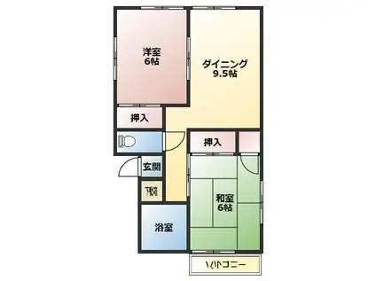 コスモコーポ昭和町(2DK/2階)の間取り写真