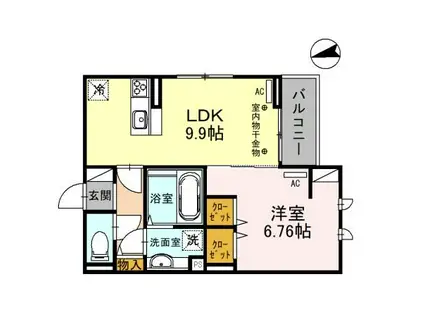 セッティエーム高崎 A(1LDK/3階)の間取り写真