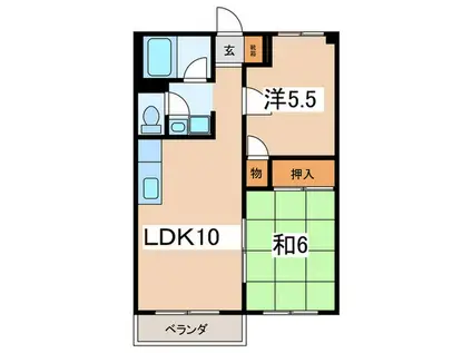 富士ビル(2LDK/3階)の間取り写真