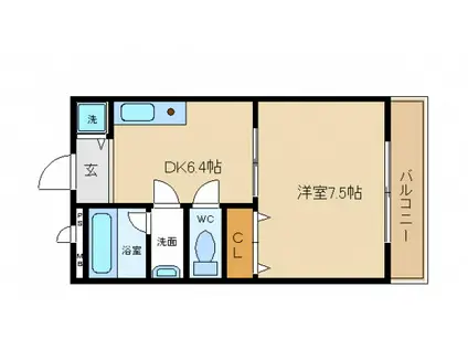 ハーブプラザ和泉鳥取III番館(1DK/2階)の間取り写真