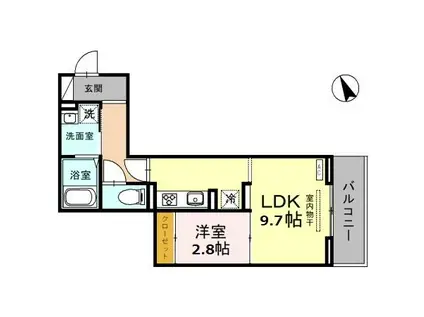 D-ROOM北浦和5丁目PJ A棟(1LDK/2階)の間取り写真