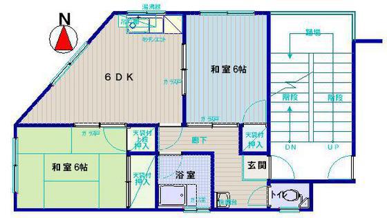 竹口ビル(2DK/4階)の間取り写真