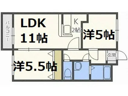 ミピアーチェ東札幌(2LDK/2階)の間取り写真