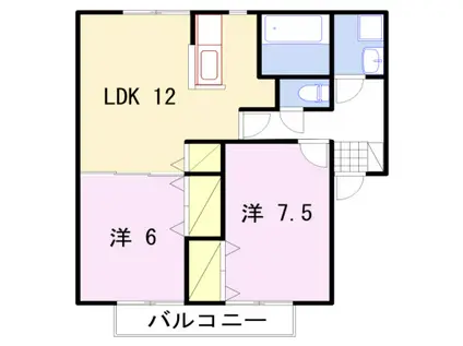 コンフォート花田(2LDK/2階)の間取り写真
