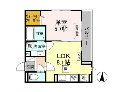 D PAINA宿河原(1LDK/3階)の間取り写真