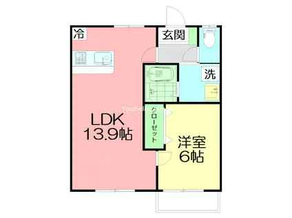 YTコーポ(1LDK/2階)の間取り写真