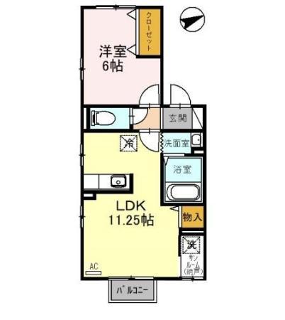 ウィルモアI(1LDK/2階)の間取り写真