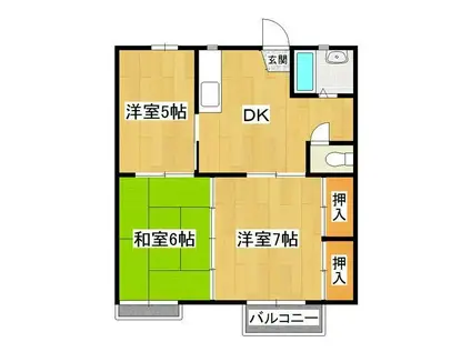 メゾン若松(3DK/1階)の間取り写真