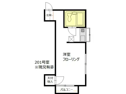 向日葵館(ワンルーム/2階)の間取り写真