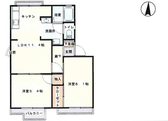タウニィ西新在家(2LDK/2階)の間取り写真