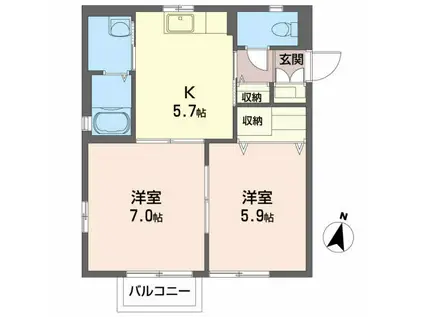 エストY・S(2K/2階)の間取り写真