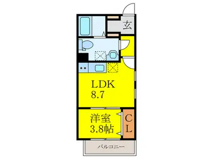 WELLITH南福岡(1LDK/3階)の間取り写真