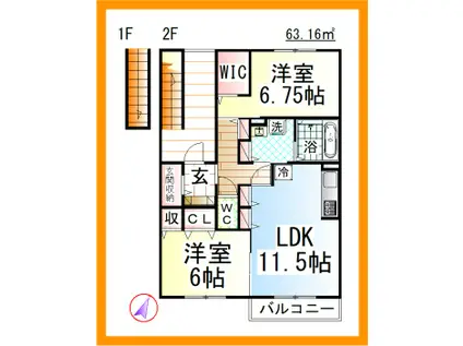 DL COZY COURT湘南(2LDK/2階)の間取り写真