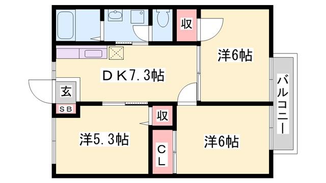ロイヤル小林(3DK/2階)の間取り写真