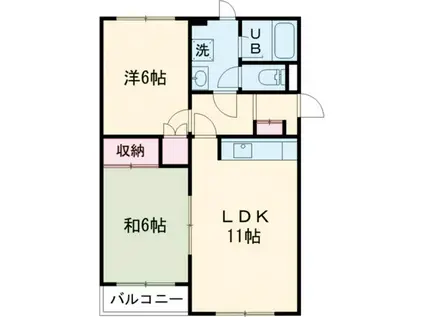 グロリアハイツ的場(2LDK/3階)の間取り写真